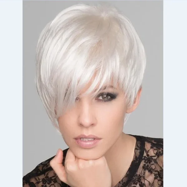 Platina blond kort parykk