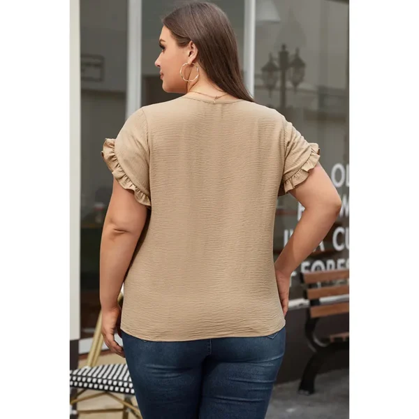 T-skjorte med volangermer plus size beige topp 2pk. b