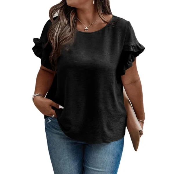 T-skjorte med volangermer plus size topp 2pk.