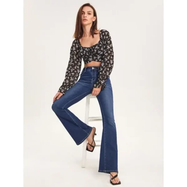 Mørkeblå bootcut jeans damer