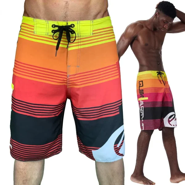 Badeshorts med striper rød