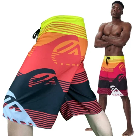 Badeshorts med striper rød b