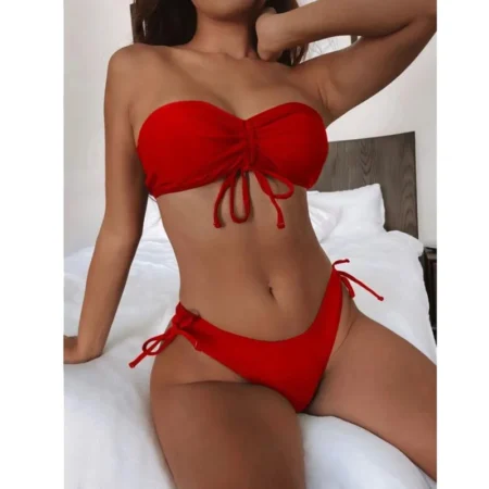 Bandeau bikini rød