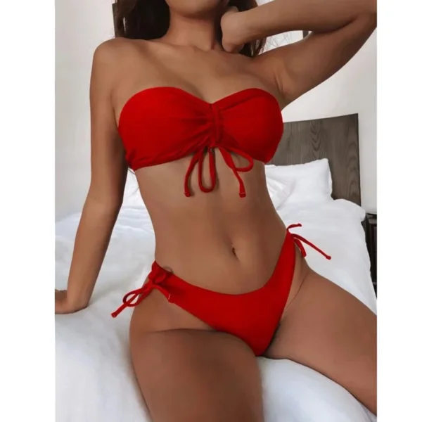 Bandeau bikini rød