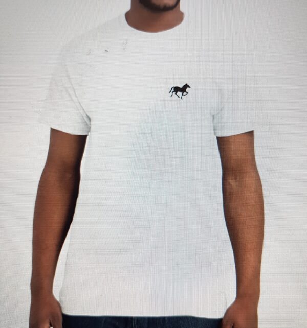 Hvit unisex T-skjorte sort hest figur