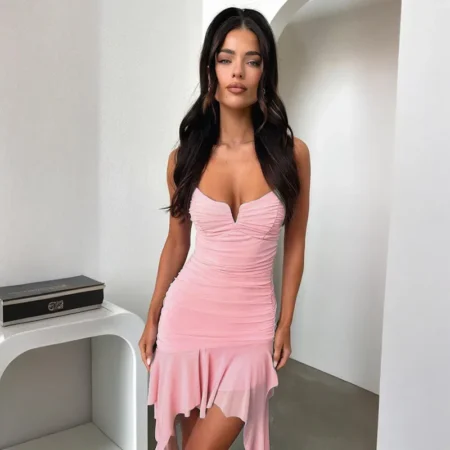 Kort sexy kjole rosa