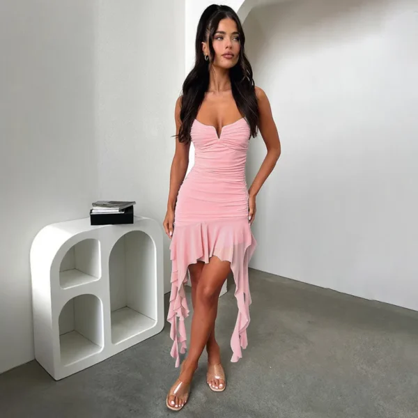 Kort sexy kjole rosa b