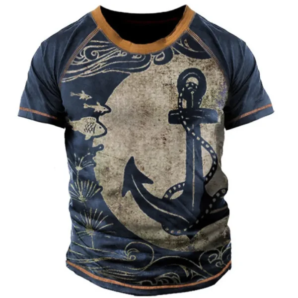 Retro stil T-skjorte menn blå