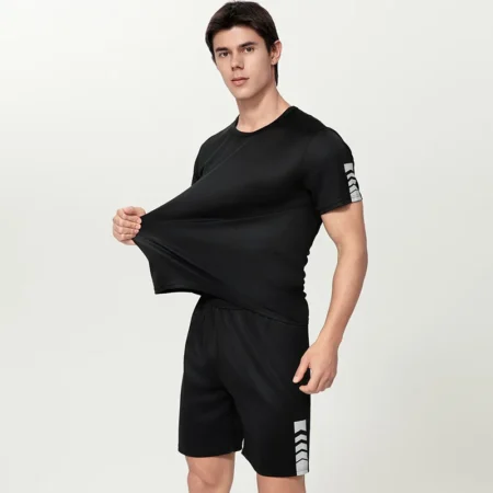 Shorts og T-skjorte sett for menn sort