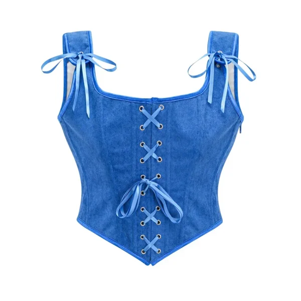 Solid Ensfarget Vest Strapped Laced Up Sleeveless Top blue