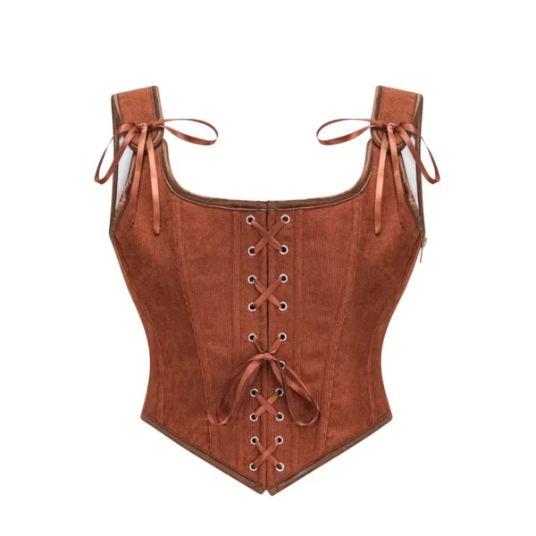 Solid Ensfarget Vest Strapped Laced Up Sleeveless Top brun