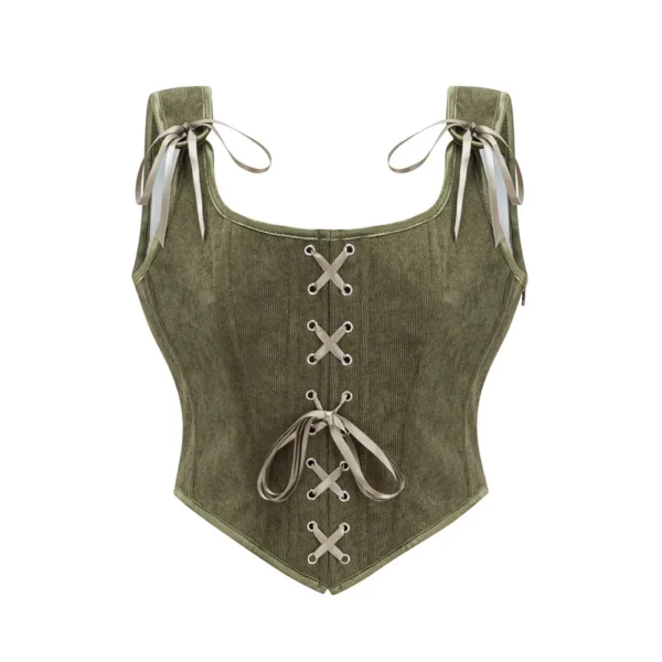 Solid Ensfarget Vest Strapped Laced Up Sleeveless Top green