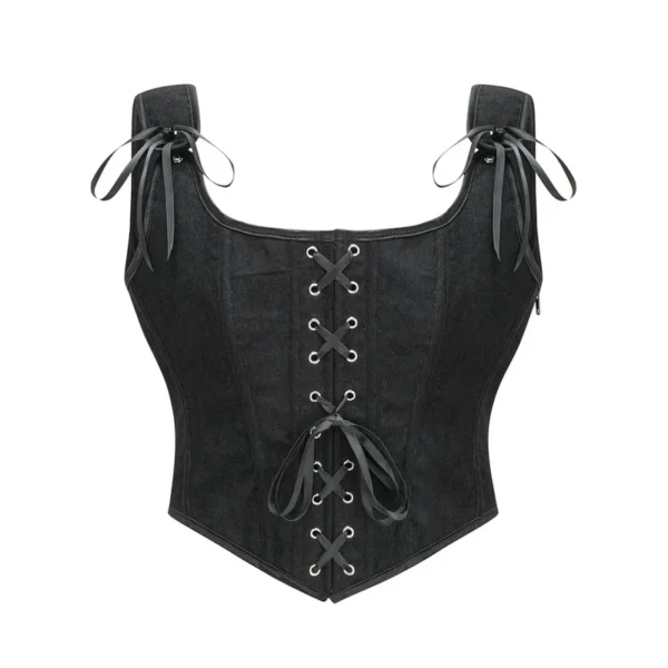 Solid Ensfarget Vest Strapped Laced Up Sleeveless Top sort