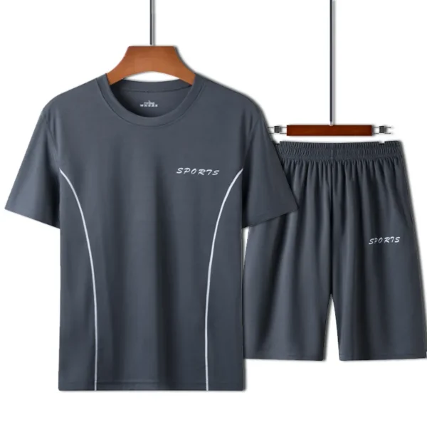Treningstøy menn shorts og T-skjorte sett grå farge